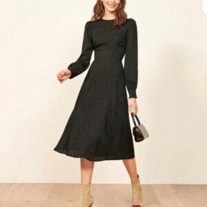 Reformation Black Dress with Red Dots
